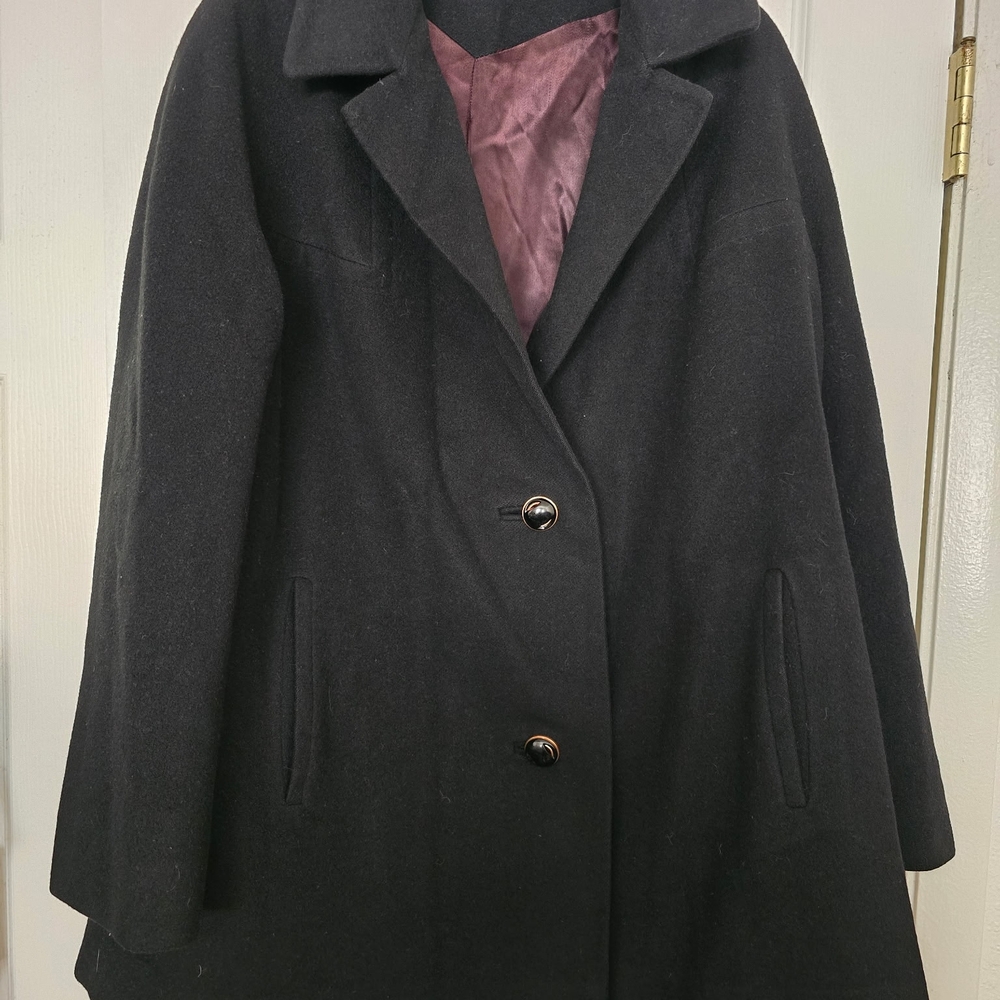 Vintage 1960s Cashmere Coat Womens Size Medium Black Ladies Garment Union Made